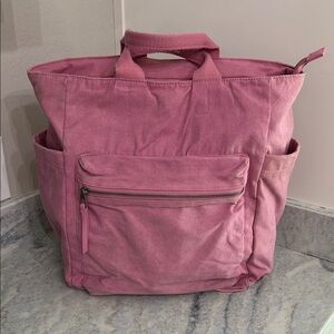 Universal Thread Pink Canvas Tote Bag with Front Zip Pocket